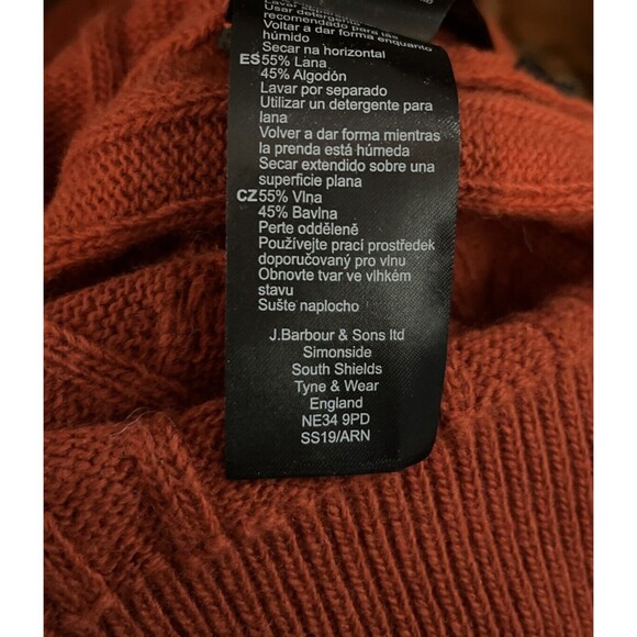 Women's Barbour Wool Cotton Chunky Cable Knit Sweater Sz XL Orange Pullover - Picture 6 of 6